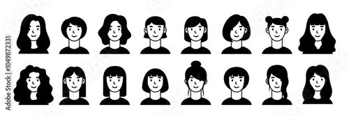 vector set of people in various hairstyles