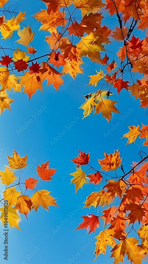 A beautiful garland of golden maple leaves arching gracefully, capturing the essence of autumn and nature's vibrant colors in a stunning display.
