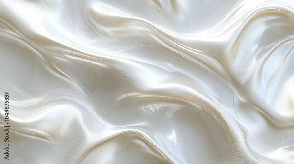 Obraz premium Realistic texture of smooth, shiny white plastic fabric undulating gracefully, suitable for various design applications and backgrounds