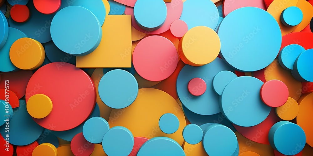 A captivating animated loop of 3D geometric shapes, combining colorful circles and squares for a contemporary motion graphic effect A captivating animated loop of 3D geometric shapes, combining colorful circles and squares for a contemporary motion graphic effect