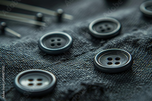 A close up of a few buttons on a piece of fabric photo
