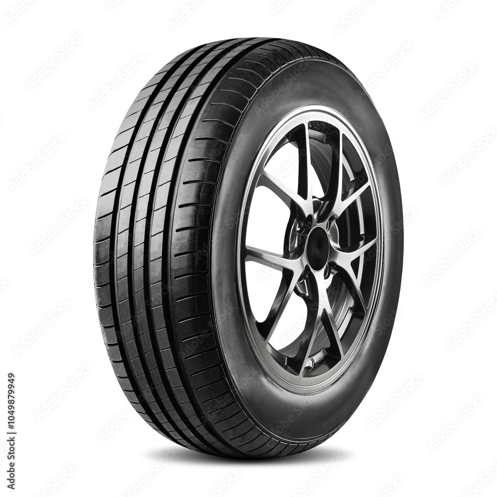 Obraz premium Car wheel and tire, Aluminum wheels, isolated on white background.