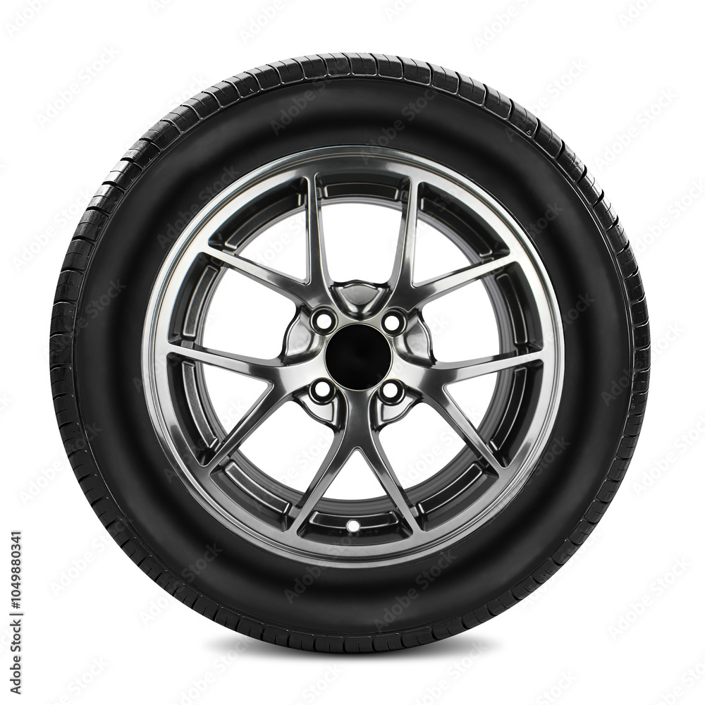 Obraz premium Car wheel and tire, Aluminum wheels, isolated on white background.