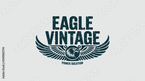 Vintage Eagle Logo Design with Power Solution Slogan 