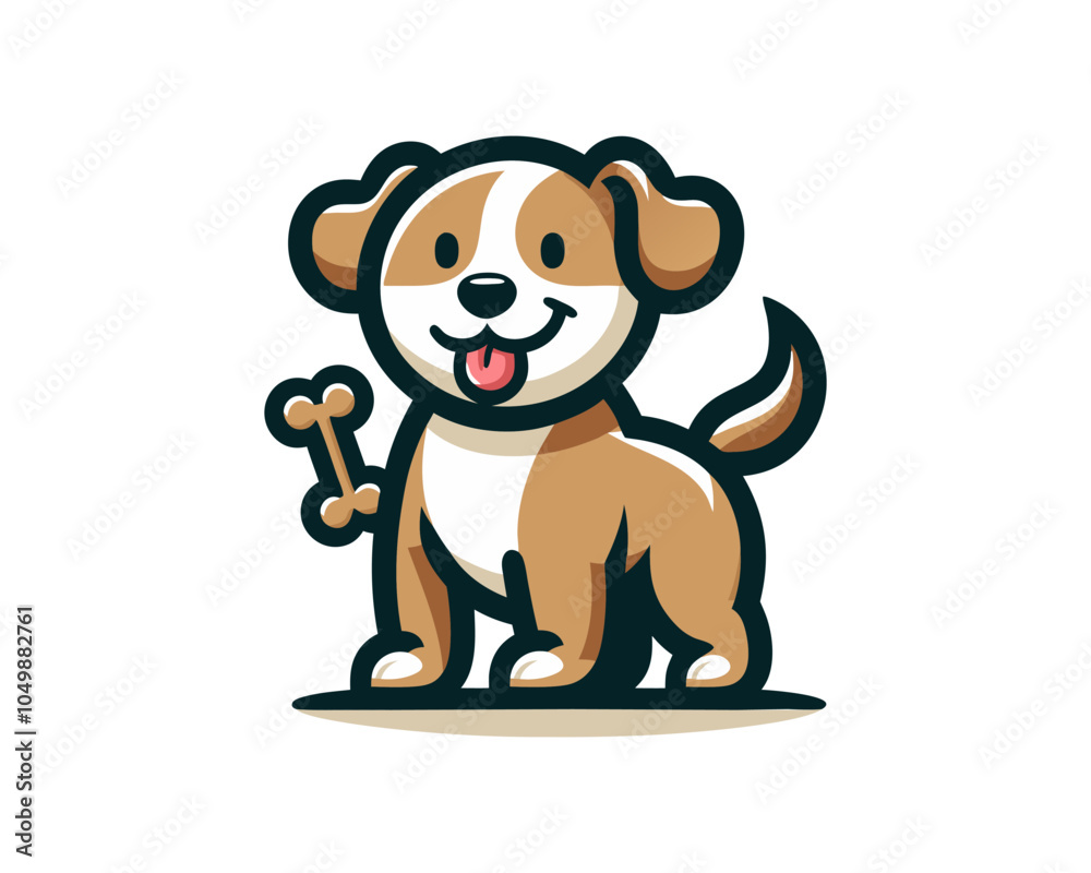 Obraz premium Cartoon Dog Sitting Logo Icon Vector Illustration.
