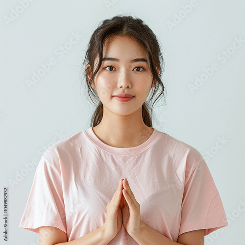 Ethereal Beauty: A Serene Portrait in Soft Blue, Generative AI photo