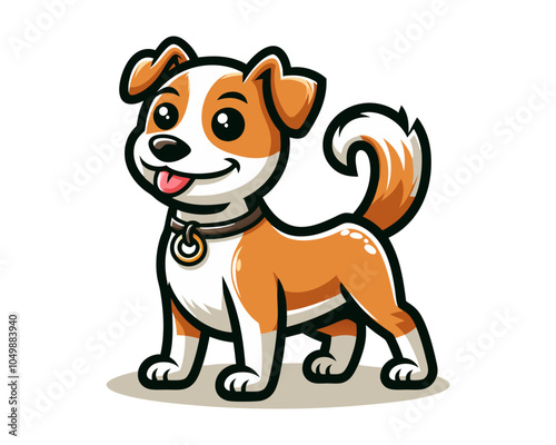 Cartoon Dog Sitting Logo Icon Vector Illustration.