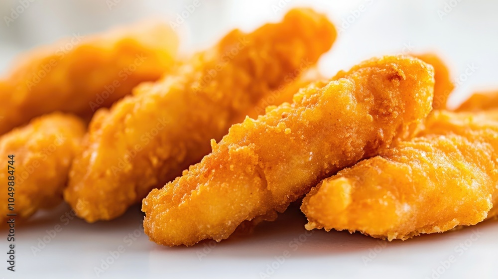 Stack of fried chicken pieces on a white plate. Concept of indulgence and comfort, as the golden-brown chicken pieces are piled high and ready to be eaten Stack of fried chicken pieces on a white plate. Concept of indulgence and comfort, as the golden-brown chicken pieces are piled high and ready to be eaten