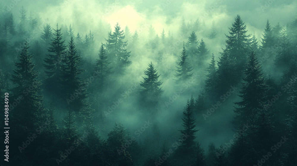 A serene image of a dense evergreen forest enveloped in fog, perfect for nature-themed designs, environmental campaigns, or tranquil settings for mindfulness events. A serene image of a dense evergreen forest enveloped in fog, perfect for nature-themed designs, environmental campaigns, or tranquil settings for mindfulness events.