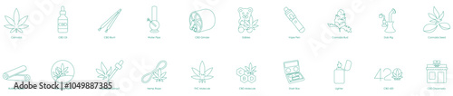 Vector Icons for Cannabis and CBD Products, Including Extracts and Accessories