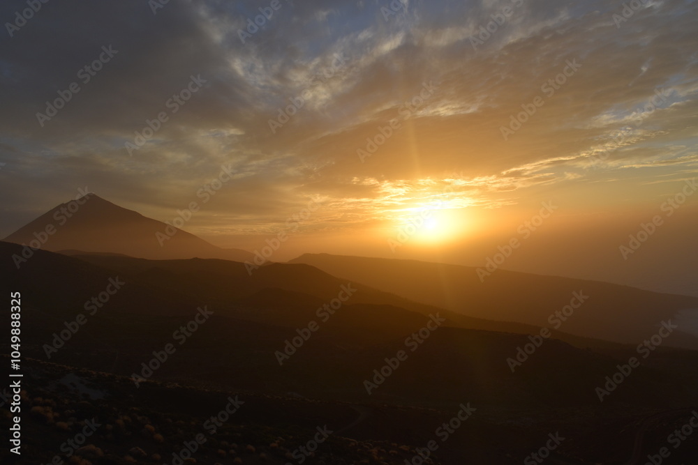 sunset in the mountains in Tenerife with the Teide sunset in the mountains in Tenerife with the Teide