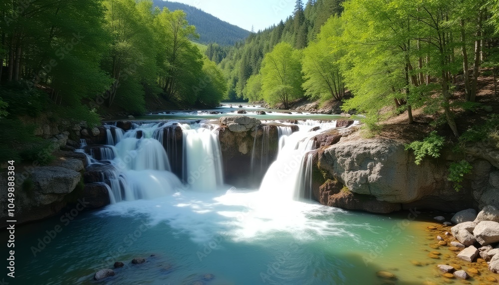 Fototapeta premium Natures Power A Majestic Waterfall in its Prime