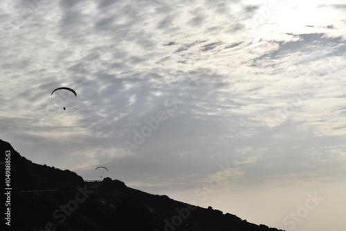 paragliding in the mountains near of the Teide