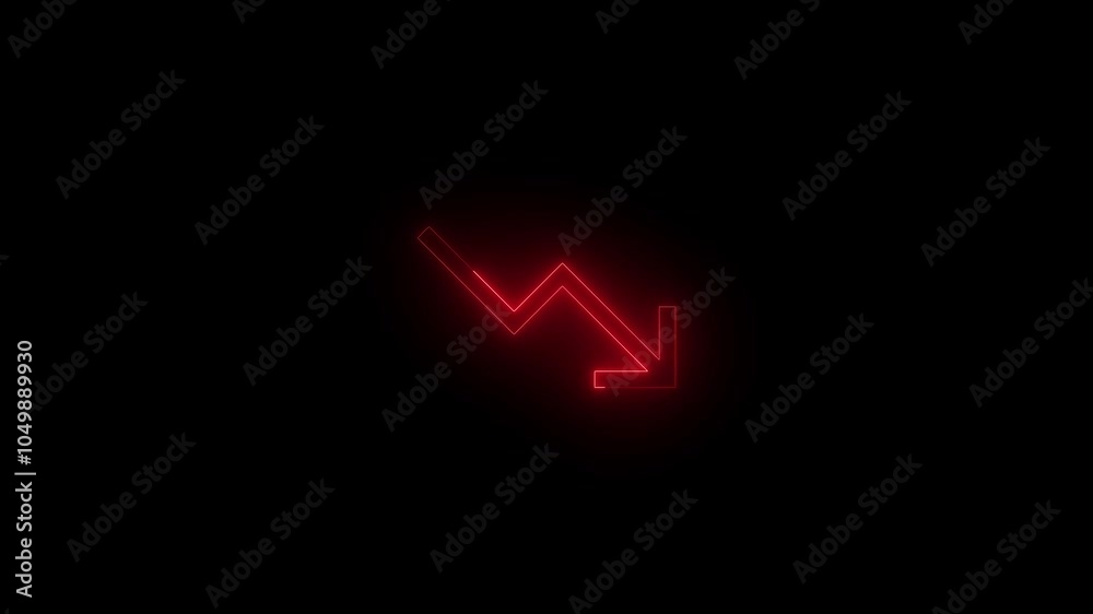 Neon arrow icon glowing black background animation