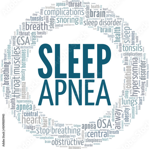 Sleep Apnea word cloud conceptual design isolated on white background.