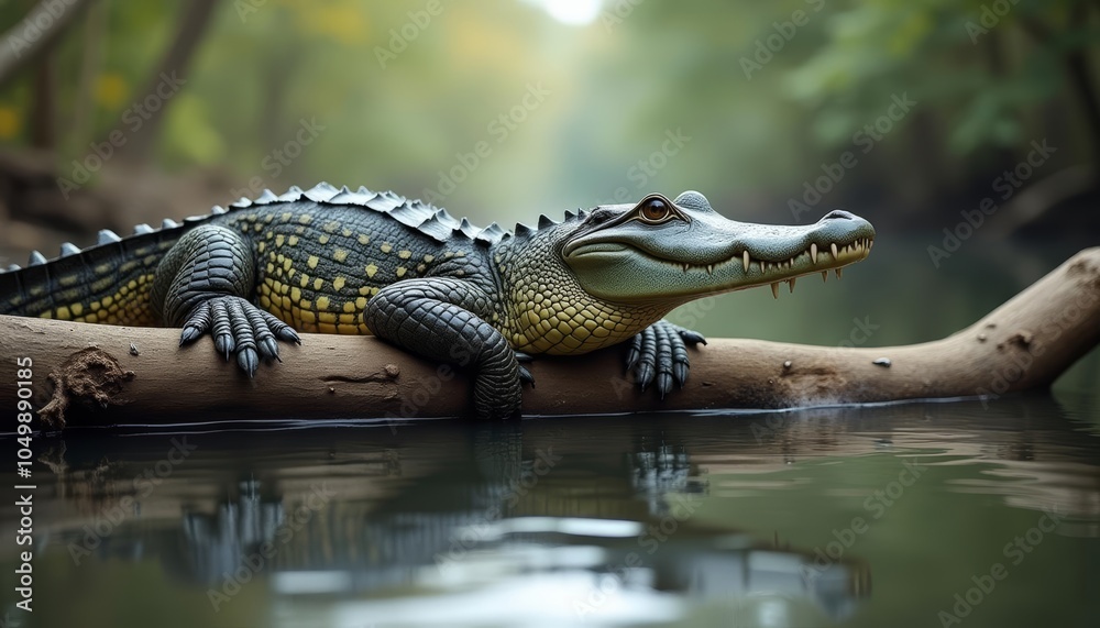 Fototapeta premium Crocodiles serene moment in the wild