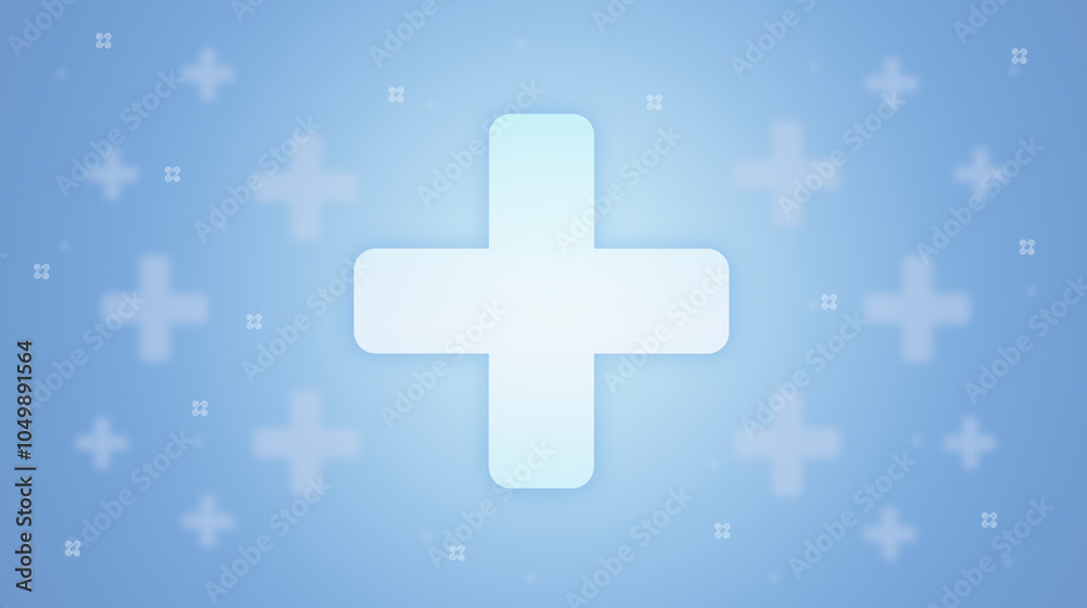 Fototapeta premium medical background, bright blue background with a plus sign