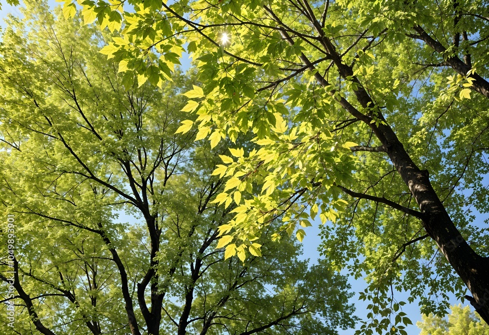 Sunlit Leaf Symphony: Dappled Shadows and Vibrant Forest Canopy Magic Sunlit Leaf Symphony: Dappled Shadows and Vibrant Forest Canopy Magic