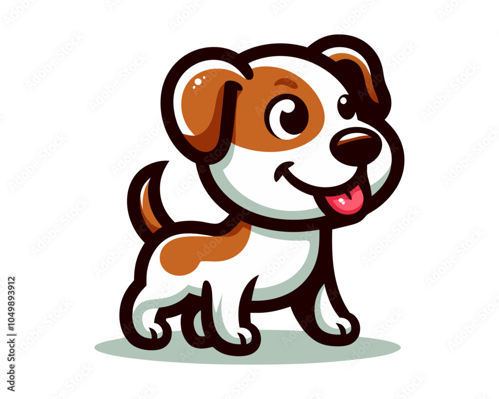 Fototapeta premium Dog Cartoon Logo Icon Vector Illustration.