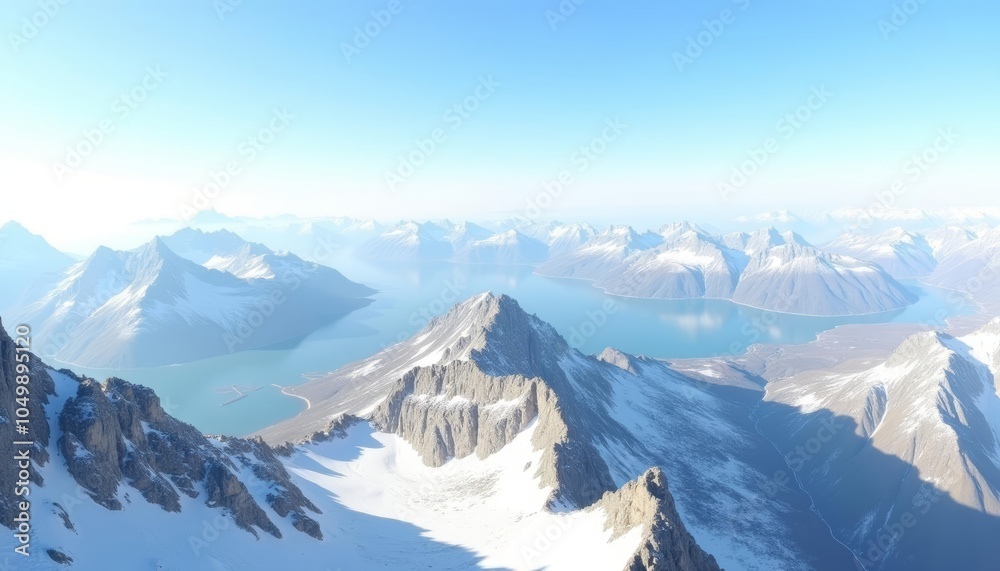 Majestic mountain peaks overlooking serene lake Majestic mountain peaks overlooking serene lake