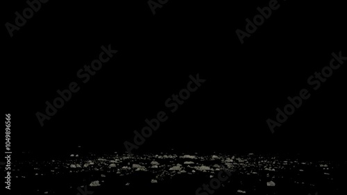 Three different types of very realistic debris explosions, overlay, chroma, black background