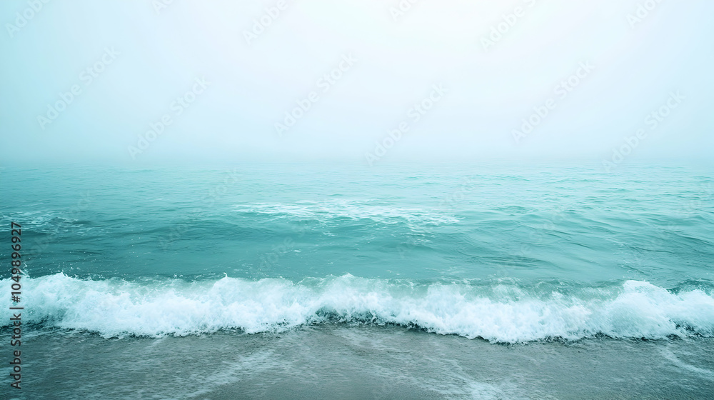 Serene Ocean Waves on a Misty Morning, sea, beach, shore, coastline, water Serene Ocean Waves on a Misty Morning, sea, beach, shore, coastline, water