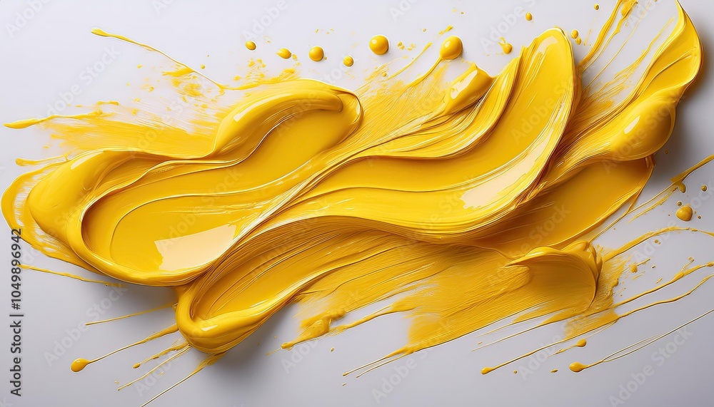 Fototapeta premium Yellow paint strokes on a white background 