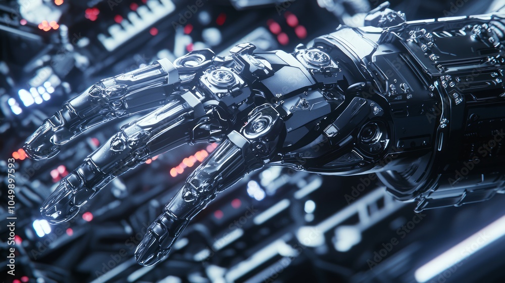 Fototapeta premium Technologically Advanced Space Miner Operating Tools in 3D Render Close-up Illustration