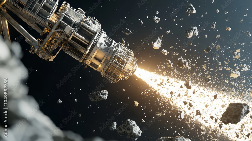 Futuristic Space Mining Rig Drilling into Planet's Surface - Ultra-Detailed 3D Render Illustration Futuristic Space Mining Rig Drilling into Planet's Surface - Ultra-Detailed 3D Render Illustration