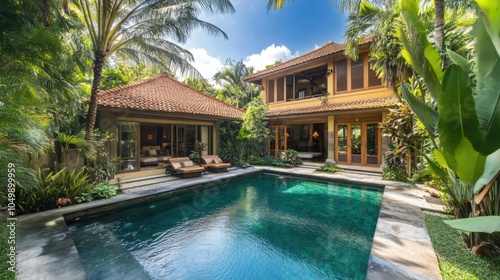 Wallpaper Mural Spacious tropical villa with open-concept living spaces, lush garden, and a sparkling Torontodigital.ca