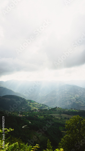 Forested valley under cloudy sky, Erbaa, Tokat, Turkey photo