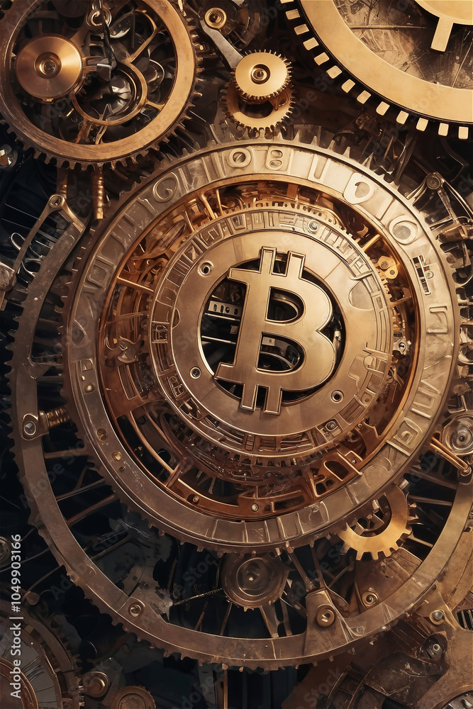 Obraz premium AI-generated steampunk bitcoin illustration