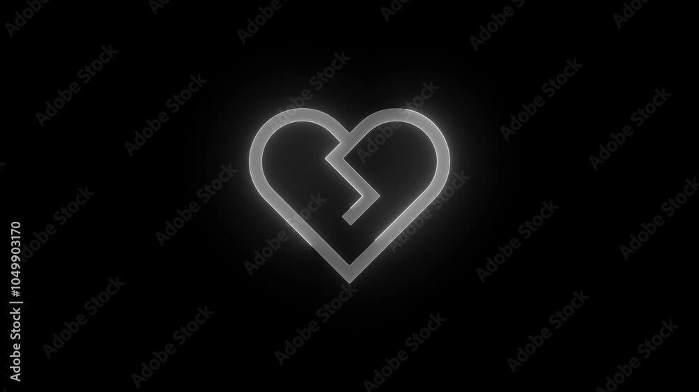 Heart broken stroke icon glowing neon white color animation Heart broken stroke icon glowing neon white color animation