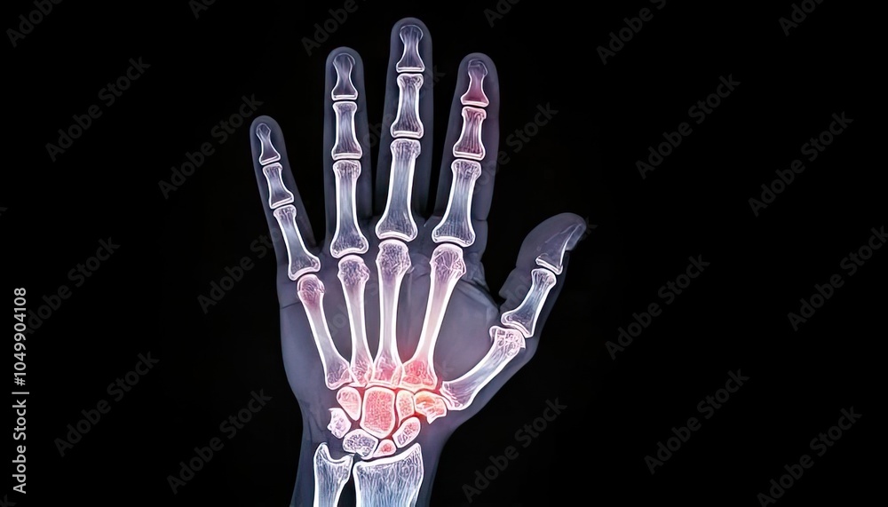 Naklejka premium Human Hand X Ray with Wrist Pain Illustration