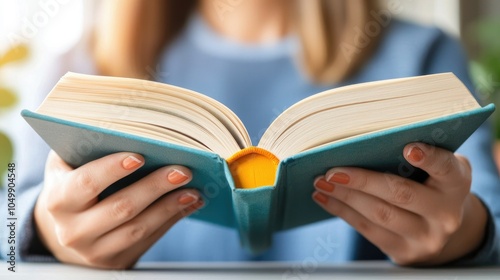 Confident Woman Reading a Book in Natural Light