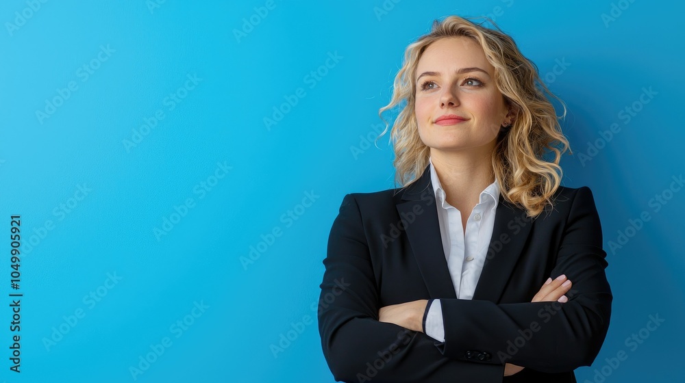 Confident Businesswoman in Blue Background Confident Businesswoman in Blue Background