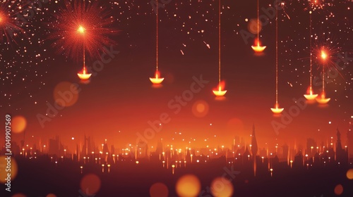 Festival of lights, Diwali celebration scene.  photo