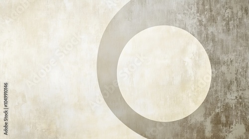 Minimalist abstract oil painting with large circle outlines and textured background