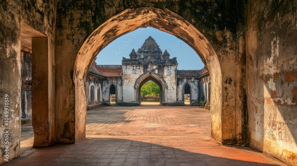 Obraz premium The grand entrance to the King Narai's Palace in Lopburi, with its historic archways and