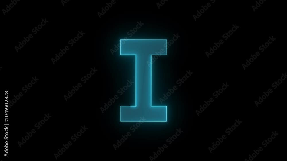 I beam outline stroke icon glowing neon cyan color animation I beam outline stroke icon glowing neon cyan color animation
