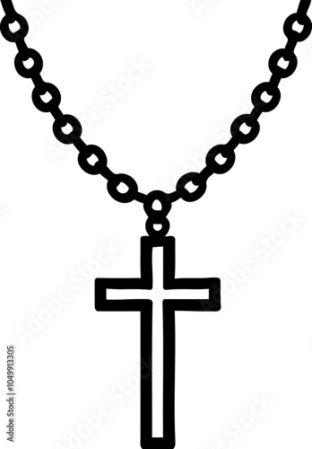 Silhouette of a cross necklace, religious symbol and jewelry icon, Christian faith illustration
