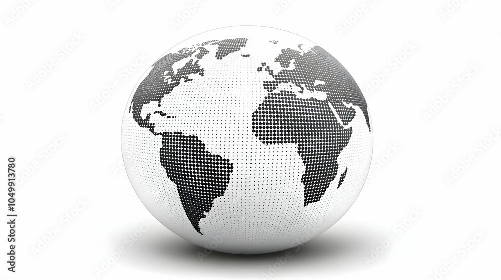 Dotted Globe Earth, world, map, continents, black, white Dotted Globe Earth, world, map, continents, black, white