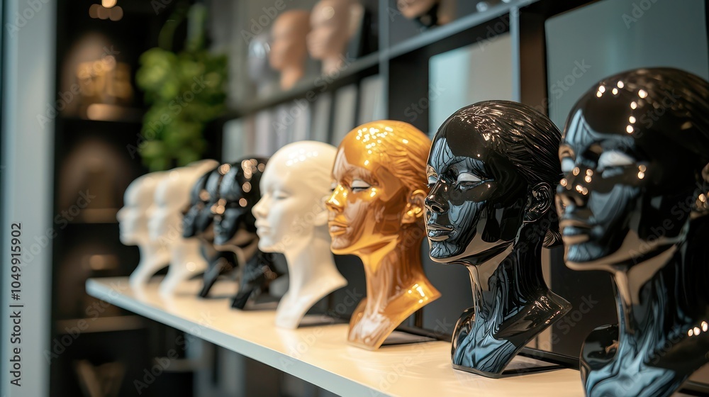 A salon display featuring various fashionable face masks available for clients, promoting health in style A salon display featuring various fashionable face masks available for clients, promoting health in style