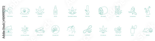 Diverse Vector Icons for CBD and Cannabis Wellness