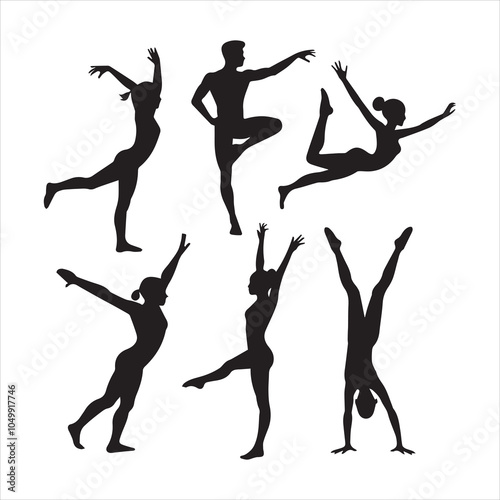 Flat design gymnast silhouette