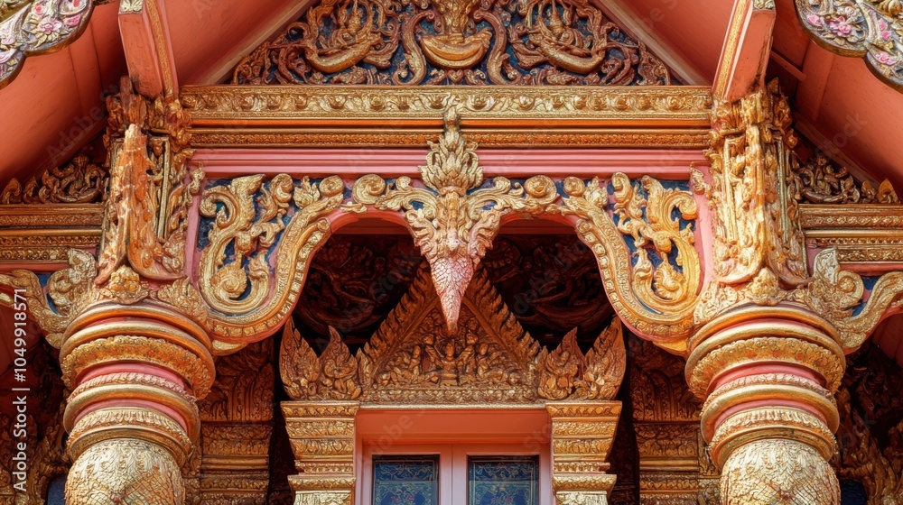 Fototapeta premium The ornate details of Wat Chalong, Phuket most important and revered Buddhist temple.