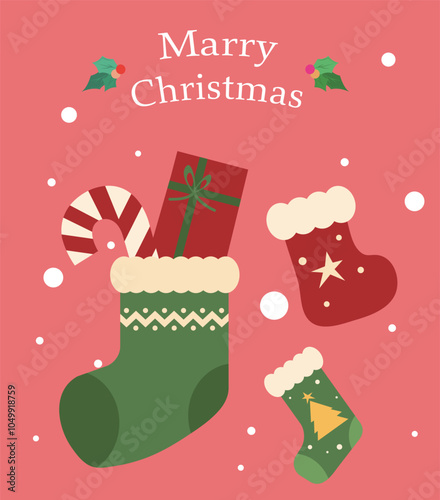 Christmas socks and candy cane gift set design.