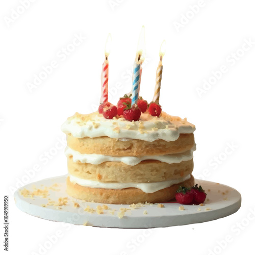 Festive Birthday Cake with Colorful Candles and Sprinkles