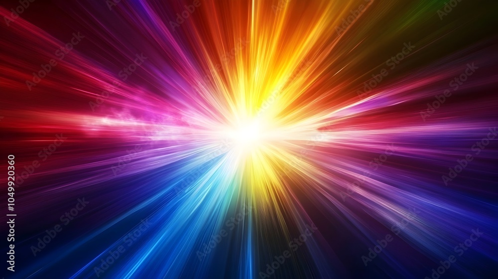 Obraz premium Expanding Waves of Energetic and Powerful Light and Color Burst from Central Point