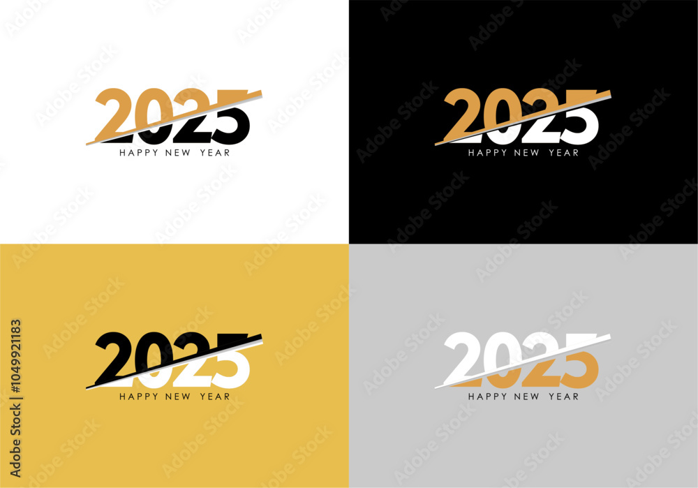 Set of simple modern 2025 new year text effect. Best for 2025 new year holiday design, flyers, calendar, poster, cover, greeting cards, invitation, calendars, banner. Vector Illustration Set of simple modern 2025 new year text effect. Best for 2025 new year holiday design, flyers, calendar, poster, cover, greeting cards, invitation, calendars, banner. Vector Illustration